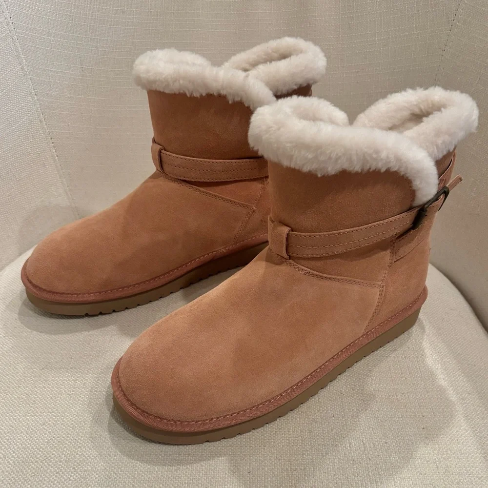 UGG KOOLABURRA Delene Mini In Mauve Pink Suede Warm Winter Booties Size 10